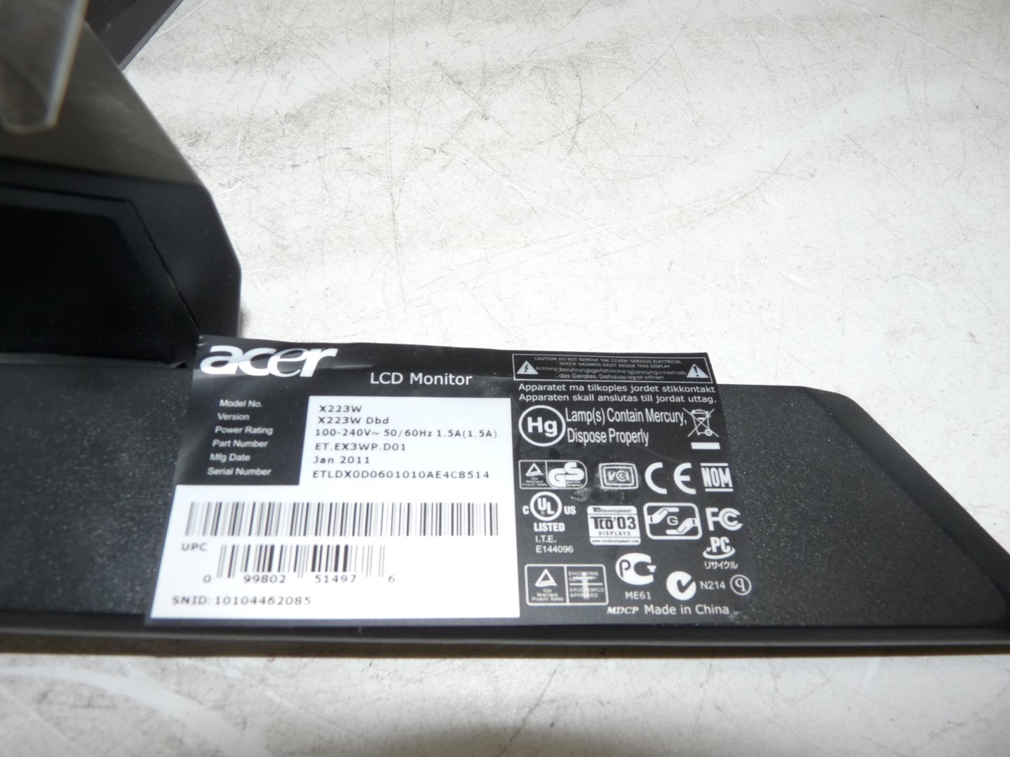 acer x223w drivers